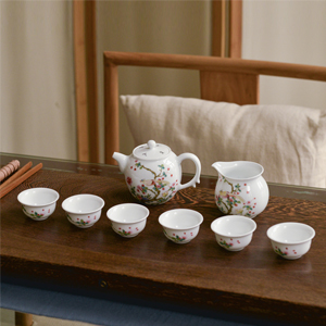 景德鎮手繪陶瓷茶具套裝家用青花瓷手繪功夫茶具白瓷茶具